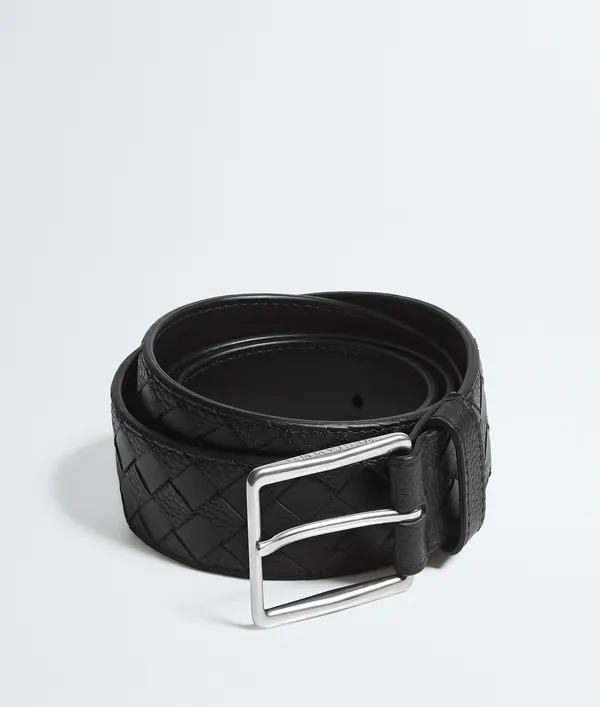 Men's Intrecciato Taurillon Belt in Black