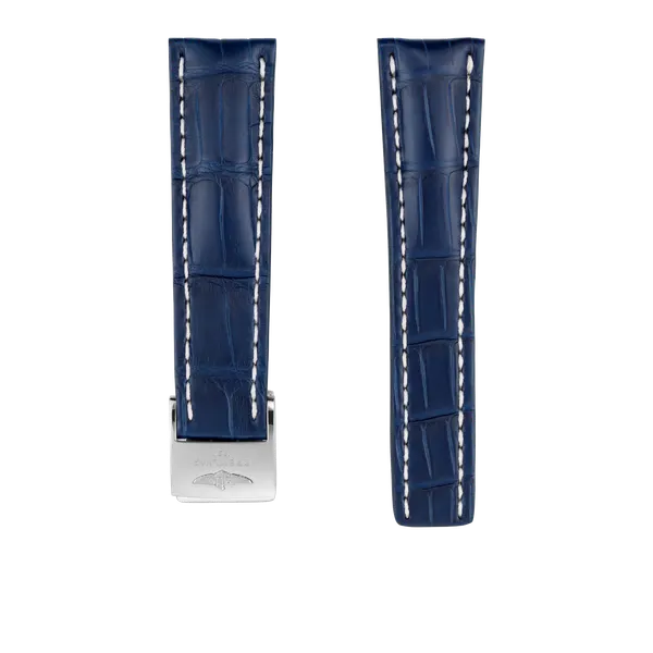 Cinturino in pelle di coccodrillo blu