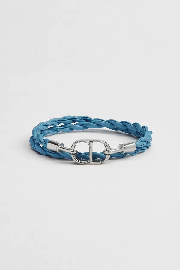 CD Icon Braided Leather Double Bracelet