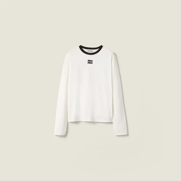 Cotton jersey T-shirt with embroidered logo